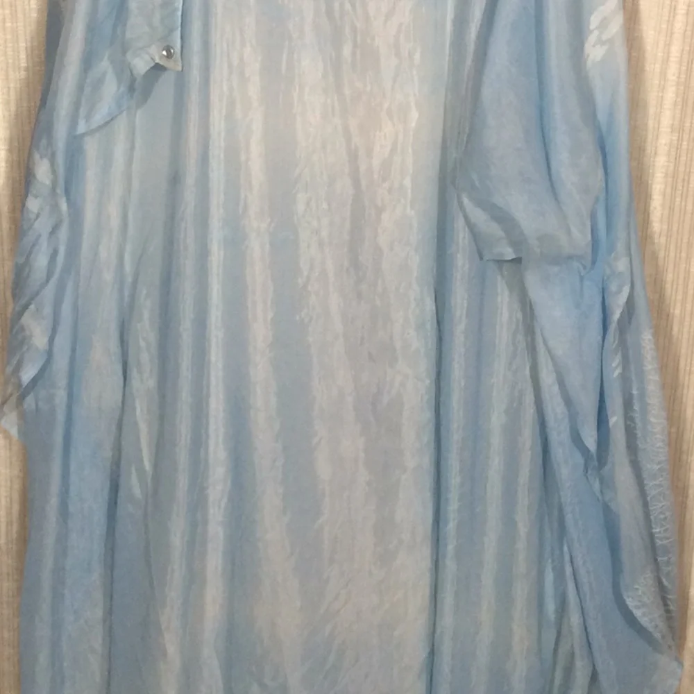 Vintage 70’s Fabric Blue & White Shower Curtain Trees & Clouds